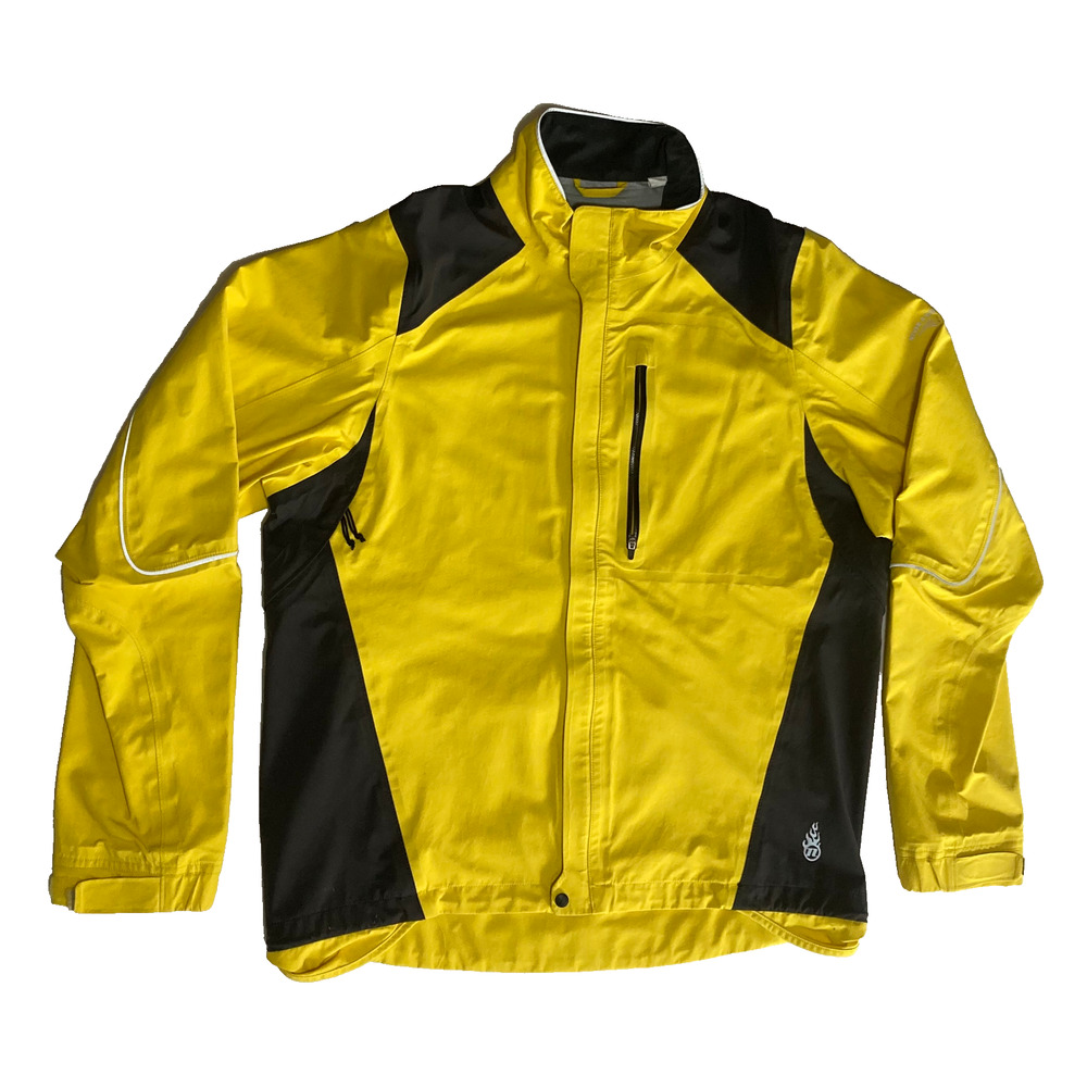 Novara Bright Yellow Waterproof Cycling Rain Jacket Long Sleeve Zippered Vented